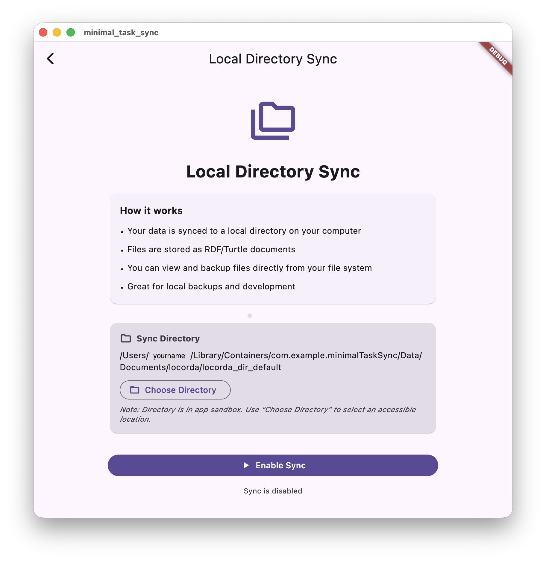Local directory sync in progress