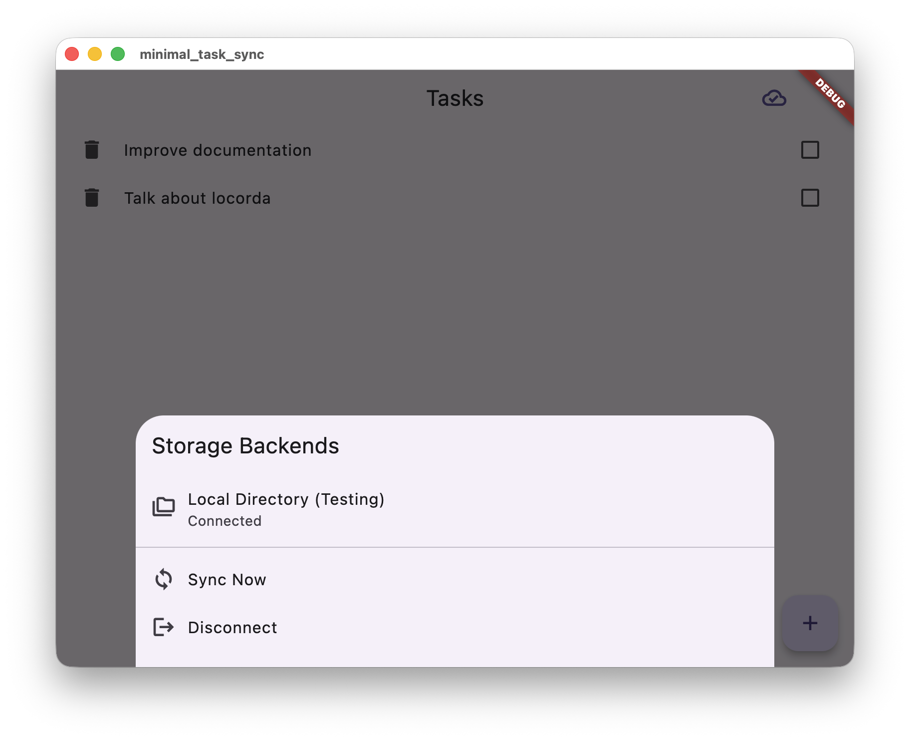 Backend connected with manual sync button